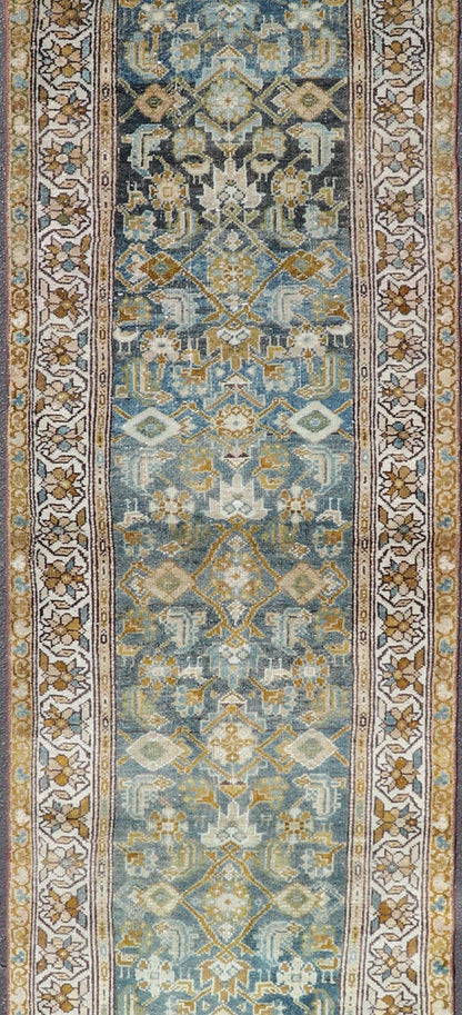 Measures: 3'2 x 14'10 Keivan Woven Arts Persian Hamadan Runner with All - Over Tribal Design. Keivan Woven Arts; rug EMB - 62 country of origin / type: Persian / Hamadan, circa 1920. This antique hand - knotted Persian Hamadan runner features an all - ... - Keivan Woven ArtsEMB - 62 - 27640Rug