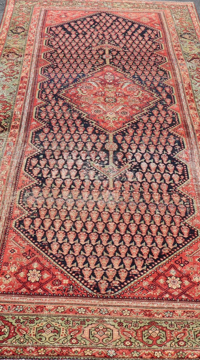 Antique Persian Malayer Gallery Runner with Small All - Over Design with Medallion. Keivan Woven Arts / Rug/ EN - 13982, country of origin / type: Iran / Malayer, circa 1920. Measures: 6'1 x 12'10 This antique Malayer gallery runner from 1920s P... - Keivan Woven ArtsEMB - 8443 - 13982 - 23924Rug