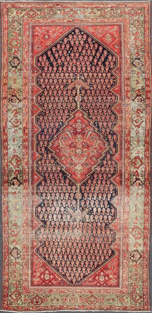 Antique Persian Malayer Gallery Runner with Small All - Over Design with Medallion. Keivan Woven Arts / Rug/ EN - 13982, country of origin / type: Iran / Malayer, circa 1920. Measures: 6'1 x 12'10 This antique Malayer gallery runner from 1920s P... - Keivan Woven ArtsEMB - 8443 - 13982 - 23924Rug
