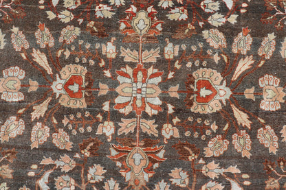 Square Antique Persian Malayer Rug with A Brown Field and Stylized Floral Design Antique Persian Malayer rug with brown field and stylized floral design, rug EMB - 8501, country of origin / type: Iran / Malayer, circa 1920 This antique Pers... - Keivan Woven ArtsEMB - 8501 - 178038 - 13612Rug