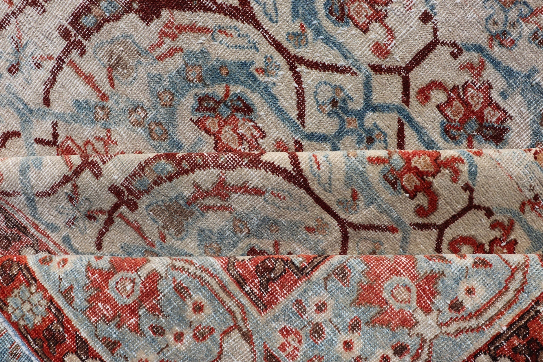 Persian Tabriz with Floral Design in Ivory, Blue, Red, Brown antique Persian Tabriz rug with all - over floral design in ivory, red, brown, light blue, rug EMB - 8507 , country of origin / type: Iran / Tabriz, circa 1920 This Persian Tabriz ... - Keivan Woven ArtsEMB - 8507 - 178413 - 13634Rug