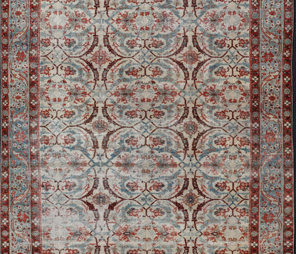 Persian Tabriz with Floral Design in Ivory, Blue, Red, Brown antique Persian Tabriz rug with all - over floral design in ivory, red, brown, light blue, rug EMB - 8507 , country of origin / type: Iran / Tabriz, circa 1920 This Persian Tabriz ... - Keivan Woven ArtsEMB - 8507 - 178413 - 13634Rug