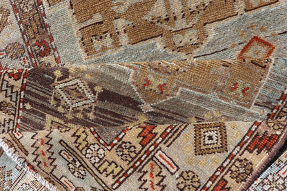 Long distressed antique Persian Searpi Heriz Runner with geometric Medallions in Light Color Tones such as gray, blue, yellow, brown, red, camel. Antique distressed runner, distressed Persian Runner, Distressed antique Persian Runner. Heriz Sea... - Keivan Woven ArtsEMB - 8508 - 178410 - 13638Rug