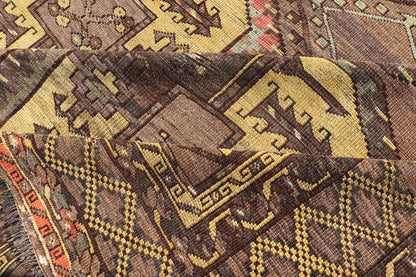 Large Antique Turkomen Ersari Rug with All - Over Bokhara Design in Coffee, Tan, Brown and Yellow Antique Persian rug in neutral tones with geometric motifs and yellow, rug EMB - 8511, Turkomen, circa 1930. This Turkomen carpet from 1930 is c... - Keivan Woven ArtsEMB - 8511 - 178412 - 13642Rug
