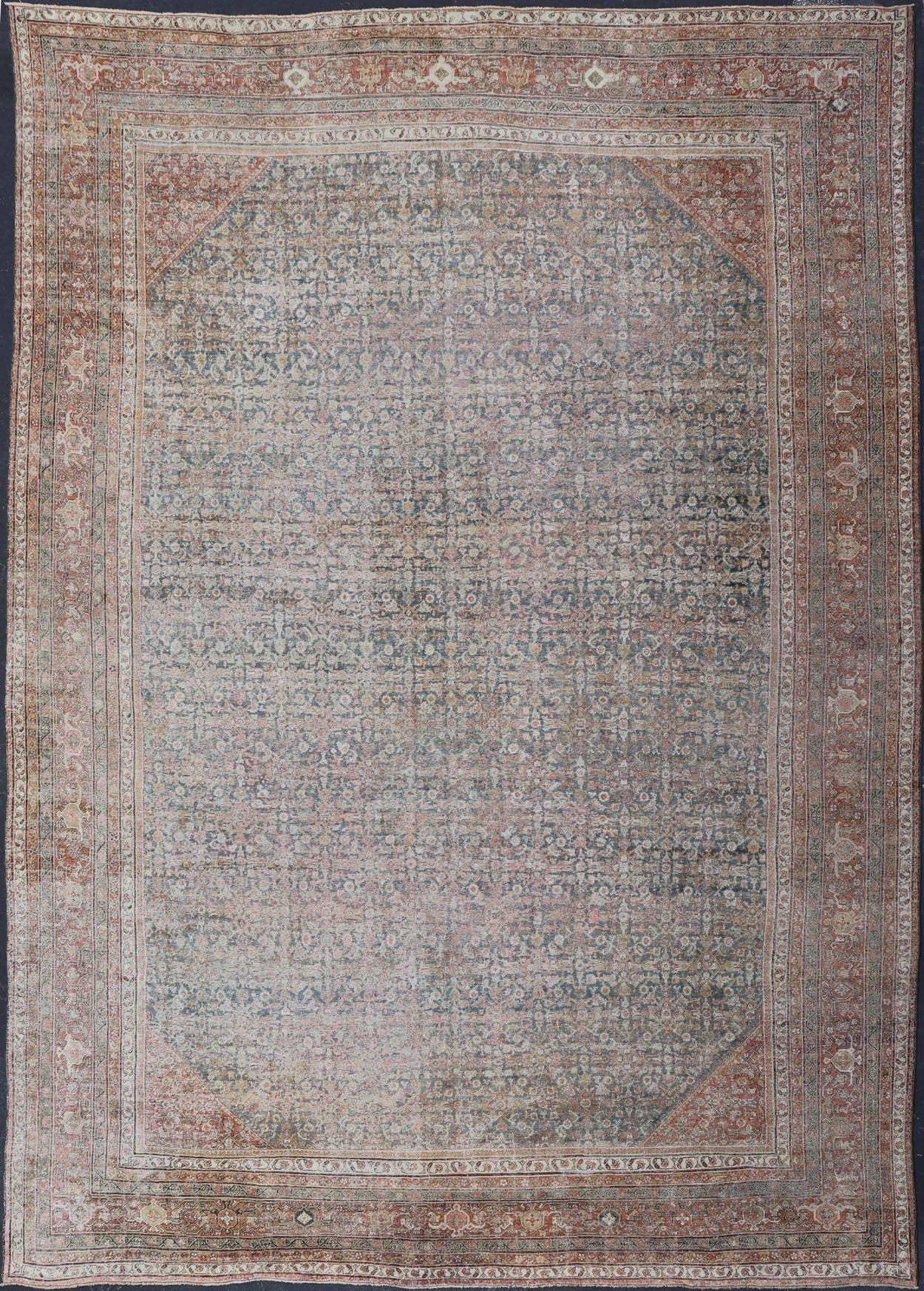 Antique Persian Distressed Sultanabad with All - Over Sub - Geometric Herati Design This impressive antique distressed Persian Sultanabad rug features a superb all - over Herati and sub - geometric design throughout the entirety of the piece. The entir... - Keivan Woven ArtsEMB - 8512 - 178294 - 13646Rug