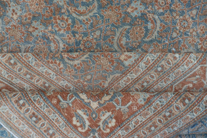 Large Distressed Antique Persian Tabriz Carpet with Herati Design in Gray Blue & Orange Red. Distressed antique rug. distressed Tabriz. Distressed Persian rug Antique Persian large distressed Tabriz rug with all over Herati and geometric design... - Keivan Woven ArtsEMB - 8514 - 178292 - 13658Rug
