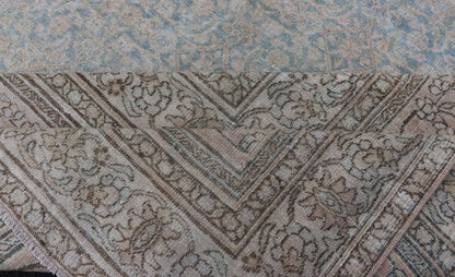 Antique Hand - Knotted Persian Mashad Rug with Sub - Geometric Floral & Diamond Design This antique hand - knotted Persian Mashad rug features a sub - geometric diamond design placed upon an all - over floral pattern and is enclosed within a complementary... - Keivan Woven ArtsEMB - 8520 - 178548 - 13760Rug