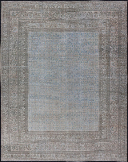 Antique Hand - Knotted Persian Mashad Rug with Sub - Geometric Floral & Diamond Design This antique hand - knotted Persian Mashad rug features a sub - geometric diamond design placed upon an all - over floral pattern and is enclosed within a complementary... - Keivan Woven ArtsEMB - 8520 - 178548 - 13760Rug