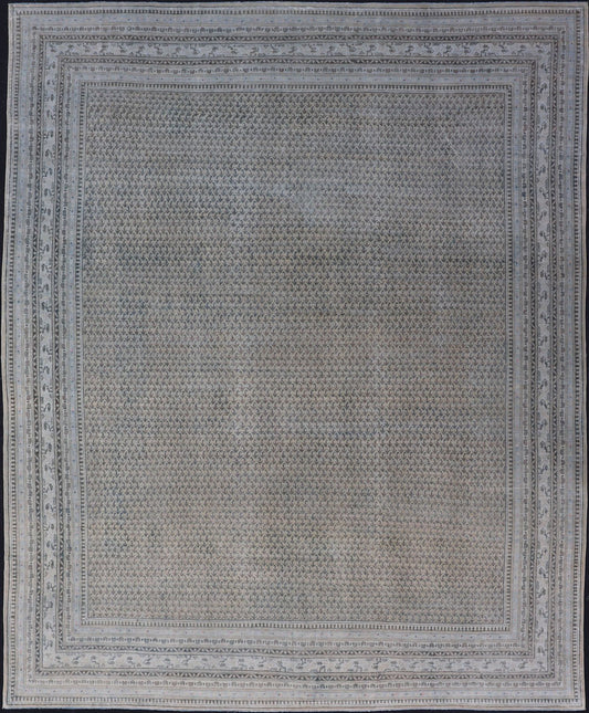 Minimalist Design Antique Persian Tabriz Rug In All - Over Design in Faded Colors Minimalist antique Persian Tabriz rug with all - over field and , light peach, light blue, Keivan Woven Arts / rug EMB - 8521 - 178687, country of origin / type: Iran/ Tab... - Keivan Woven ArtsEMB - 8521 - 178687 - 13712Rug