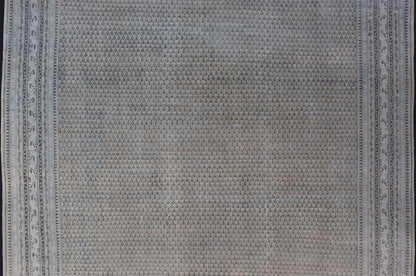 Minimalist Design Antique Persian Tabriz Rug In All - Over Design in Faded Colors Minimalist antique Persian Tabriz rug with all - over field and , light peach, light blue, Keivan Woven Arts / rug EMB - 8521 - 178687, country of origin / type: Iran/ Tab... - Keivan Woven ArtsEMB - 8521 - 178687 - 13712Rug