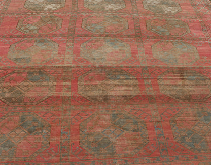Large Turkomen Ersari Rug with All - Over Gul Design in Tan, Coral, and Brown. Antique Persian Ersari/ Turkomen rug in coral/red tones with geometric motifs. Keivan Woven Arts / rug EMB - 8522 - 178691, Turkomen, circa 1930. Measures: 10'4 x 15'6 This... - Keivan Woven ArtsEMB - 8522 - 178691 - 13668Rug