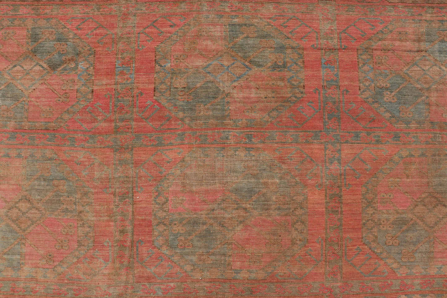 Large Turkomen Ersari Rug with All - Over Gul Design in Tan, Coral, and Brown. Antique Persian Ersari/ Turkomen rug in coral/red tones with geometric motifs. Keivan Woven Arts / rug EMB - 8522 - 178691, Turkomen, circa 1930. Measures: 10'4 x 15'6 This... - Keivan Woven ArtsEMB - 8522 - 178691 - 13668Rug