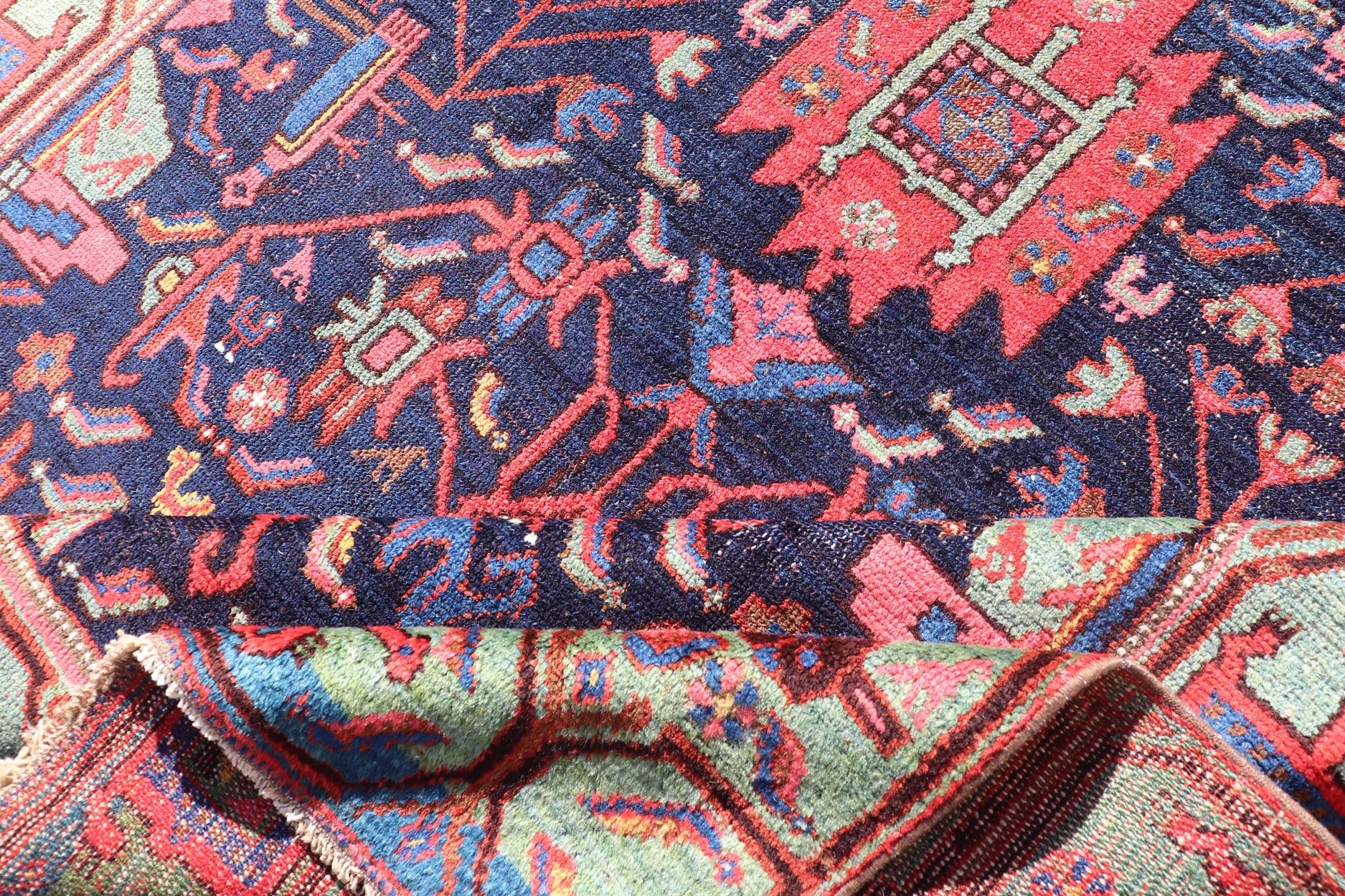N.W. Persian Rug with Geometric Florals in Red, Ivory, Cream, Blue and Green N.W. Persian Rug with Geometric Florals in Red, Ivory, Cream, Blue and Green. Keivan Woven Arts / EMB - 8523 - 178684, country of origin / type: Iran / N.W. Persian, c... - Keivan Woven ArtsEMB - 8523 - 178684 - 13674Rug