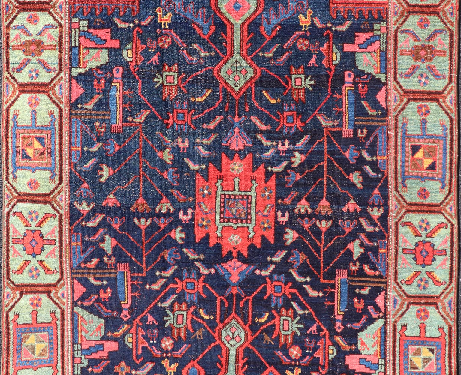 N.W. Persian Rug with Geometric Florals in Red, Ivory, Cream, Blue and Green N.W. Persian Rug with Geometric Florals in Red, Ivory, Cream, Blue and Green. Keivan Woven Arts / EMB - 8523 - 178684, country of origin / type: Iran / N.W. Persian, c... - Keivan Woven ArtsEMB - 8523 - 178684 - 13674Rug