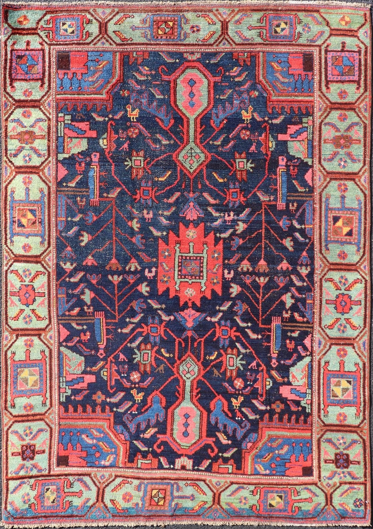 N.W. Persian Rug with Geometric Florals in Red, Ivory, Cream, Blue and Green N.W. Persian Rug with Geometric Florals in Red, Ivory, Cream, Blue and Green. Keivan Woven Arts / EMB - 8523 - 178684, country of origin / type: Iran / N.W. Persian, c... - Keivan Woven ArtsEMB - 8523 - 178684 - 13674Rug
