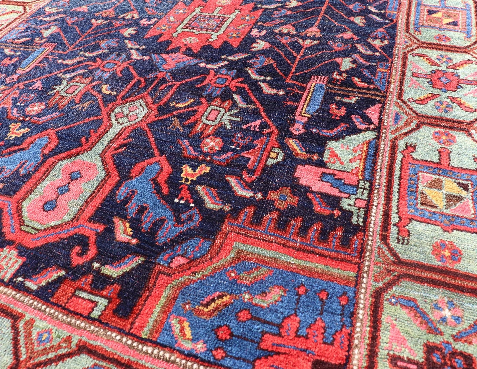 N.W. Persian Rug with Geometric Florals in Red, Ivory, Cream, Blue and Green N.W. Persian Rug with Geometric Florals in Red, Ivory, Cream, Blue and Green. Keivan Woven Arts / EMB - 8523 - 178684, country of origin / type: Iran / N.W. Persian, c... - Keivan Woven ArtsEMB - 8523 - 178684 - 13674Rug