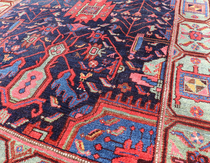 N.W. Persian Rug with Geometric Florals in Red, Ivory, Cream, Blue and Green N.W. Persian Rug with Geometric Florals in Red, Ivory, Cream, Blue and Green. Keivan Woven Arts / EMB - 8523 - 178684, country of origin / type: Iran / N.W. Persian, c... - Keivan Woven ArtsEMB - 8523 - 178684 - 13674Rug