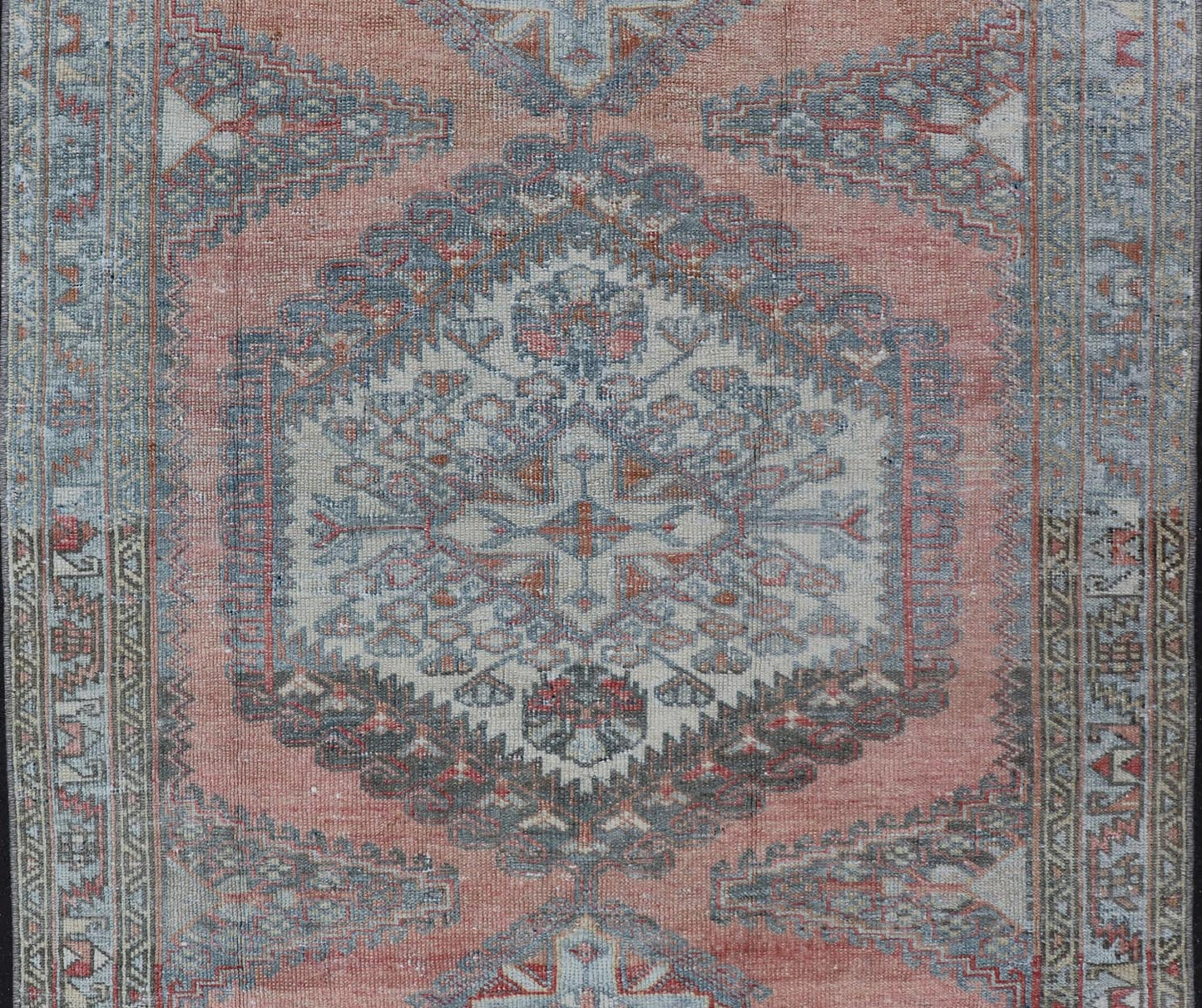 Vintage Hand - Knotted Persian Hamadan Rug with Sub - Geometric Medallion Design This vintage hand - knotted Persian Hamadan rug features a sub - geometric medallion design enclosed within a complementary, multi - tiered border. The rug has a bold design,... - Keivan Woven ArtsEMB - 8525 - 178689 - 13680Rug