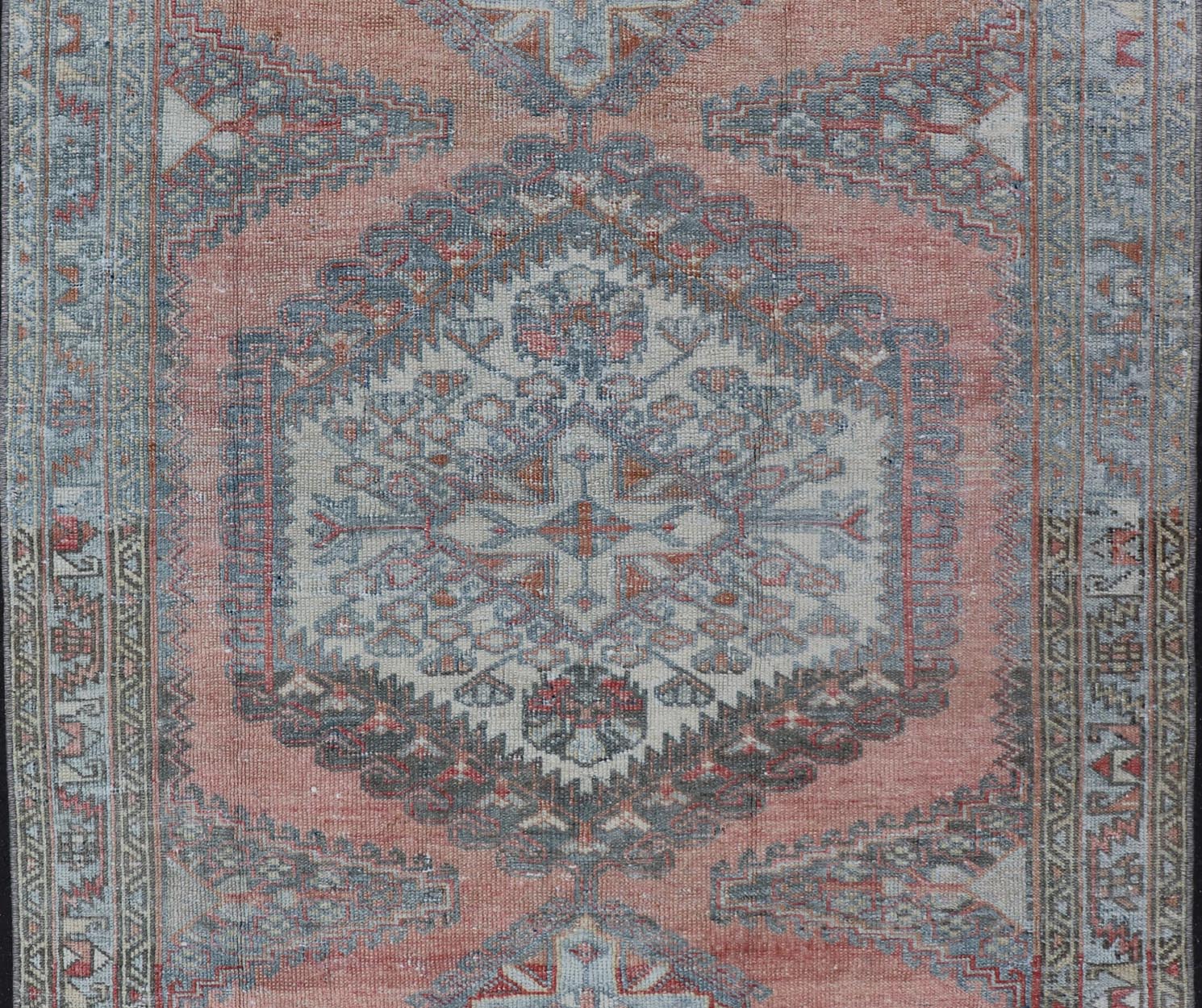 Vintage Hand - Knotted Persian Hamadan Rug with Sub - Geometric Medallion Design This vintage hand - knotted Persian Hamadan rug features a sub - geometric medallion design enclosed within a complementary, multi - tiered border. The rug has a bold design,... - Keivan Woven ArtsEMB - 8525 - 178689 - 13680Rug