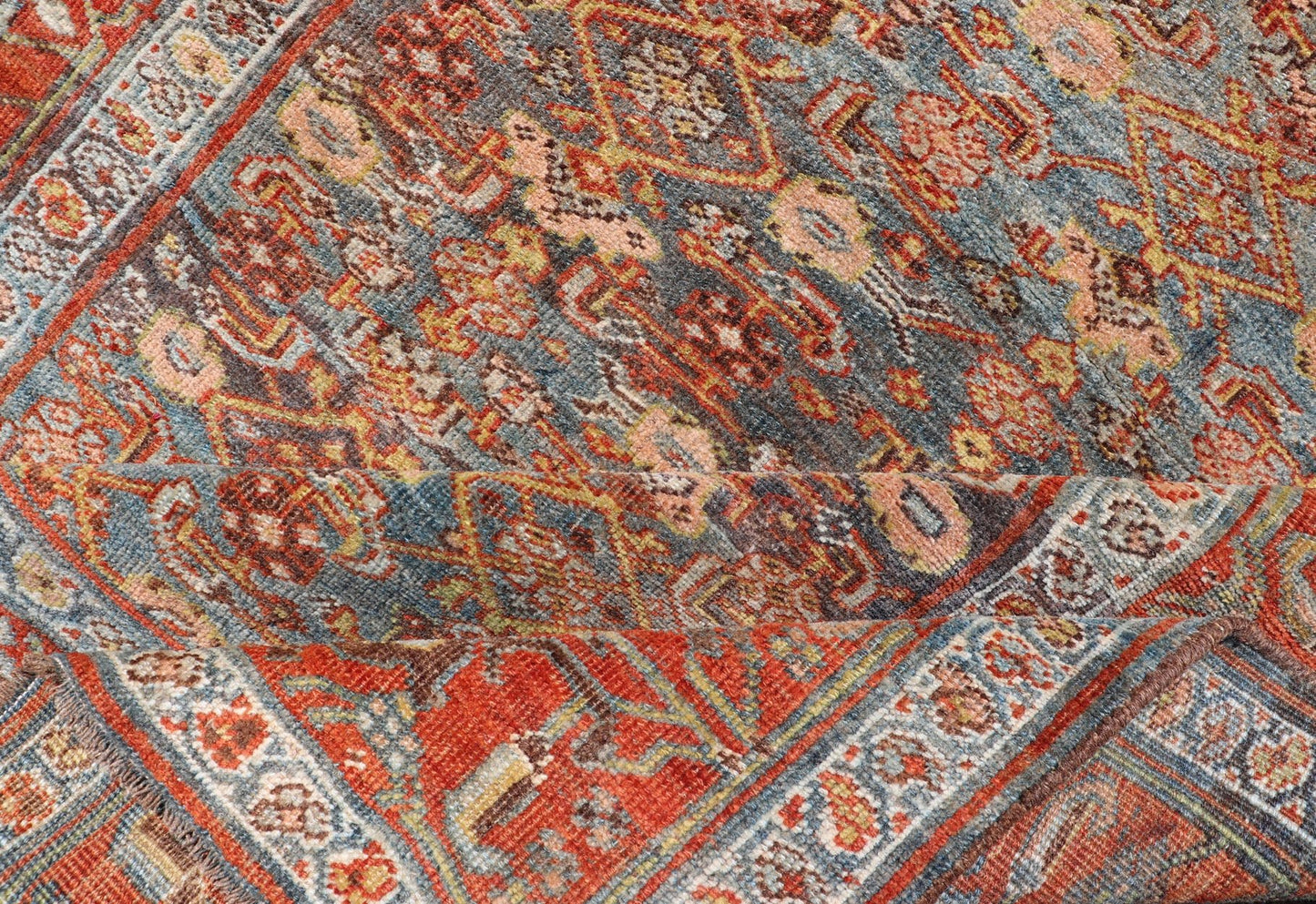Antique Persian Bidjar Short Gallery Rug with All - Over Sub - Geometric Design This antique hand - knotted Persian Bidjar short gallery sized rug features a all - over sub - geometric design throughout the entirety of the piece, and is enclosed within a... - Keivan Woven ArtsEMB - 8526 - 178690 - 13686Rug