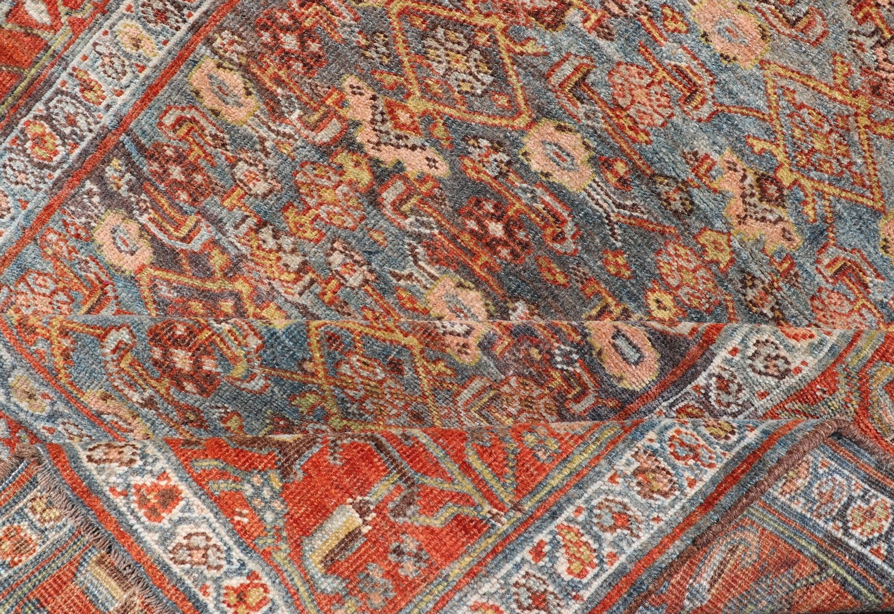 Antique Persian Bidjar Short Gallery Rug with All - Over Sub - Geometric Design This antique hand - knotted Persian Bidjar short gallery sized rug features a all - over sub - geometric design throughout the entirety of the piece, and is enclosed within a... - Keivan Woven ArtsEMB - 8526 - 178690 - 13686Rug