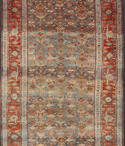 Antique Persian Bidjar Short Gallery Rug with All - Over Sub - Geometric Design This antique hand - knotted Persian Bidjar short gallery sized rug features a all - over sub - geometric design throughout the entirety of the piece, and is enclosed within a... - Keivan Woven ArtsEMB - 8526 - 178690 - 13686Rug