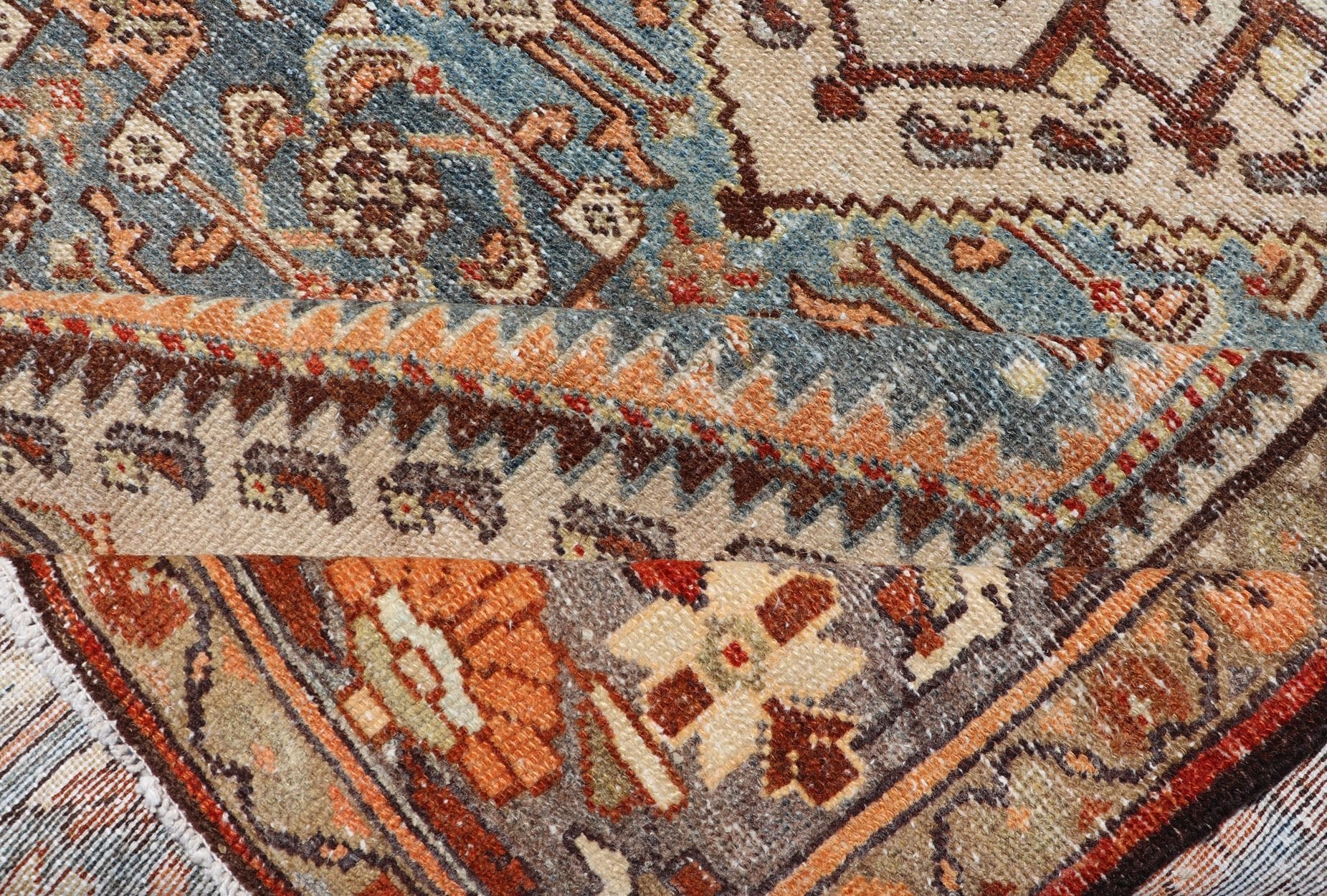 Antique Persian Hamadan Rug with Central Medallion & Sub - Geometric Floral Design This antique Persian Hamadan rug features a layered medallion with sub - geometric flowers design, and is enclosed within a complementary, multi - tiered border. Rend... - Keivan Woven ArtsEMB - 8532 - 178678 - 13708Rug