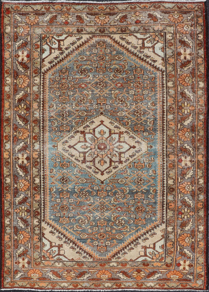 Antique Persian Hamadan Rug with Central Medallion & Sub - Geometric Floral Design This antique Persian Hamadan rug features a layered medallion with sub - geometric flowers design, and is enclosed within a complementary, multi - tiered border. Rend... - Keivan Woven ArtsEMB - 8532 - 178678 - 13708Rug
