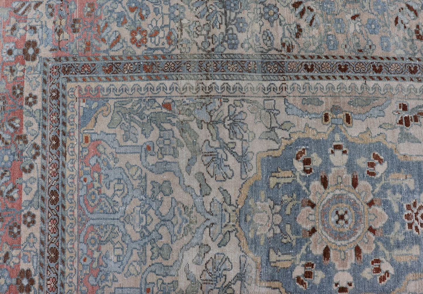 Antique Hand - Knotted Bakhtiari Rug with All - Over Sub - Geometric Floral Design This antique distressed Persian Bakhtiari rug features a stunningly balanced all - over sub - geometric and floral design enclosed within a complementary multi - tiered bord... - Keivan Woven ArtsEMB - 8540 - 178965 - 13784Rug