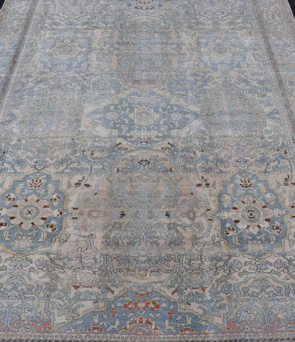 Antique Hand - Knotted Bakhtiari Rug with All - Over Sub - Geometric Floral Design This antique distressed Persian Bakhtiari rug features a stunningly balanced all - over sub - geometric and floral design enclosed within a complementary multi - tiered bord... - Keivan Woven ArtsEMB - 8540 - 178965 - 13784Rug