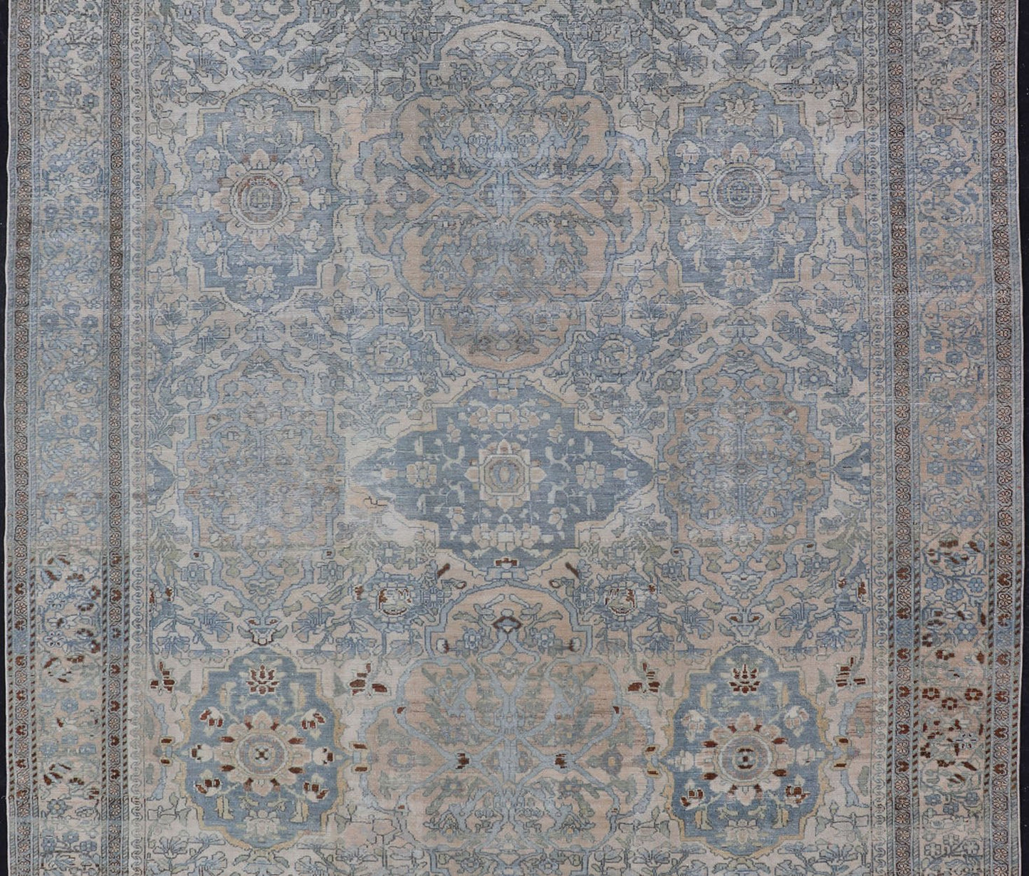 Antique Hand - Knotted Bakhtiari Rug with All - Over Sub - Geometric Floral Design This antique distressed Persian Bakhtiari rug features a stunningly balanced all - over sub - geometric and floral design enclosed within a complementary multi - tiered bord... - Keivan Woven ArtsEMB - 8540 - 178965 - 13784Rug