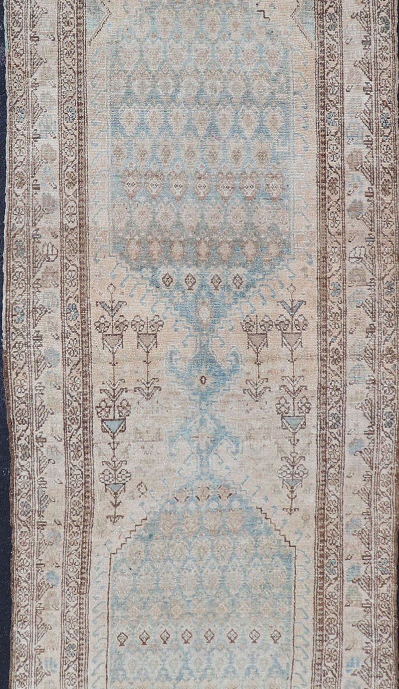 Antique Hand - Knotted Persian Malayer with Large Sub - Geometric Medallion Design This antique hand - knotted Persian Malayer runner features a large sub - geometric double medallion design, enclosed within a complementary multi - tiered border. The rug... - Keivan Woven ArtsEMB - 8542 - 178696 - 13796Rug