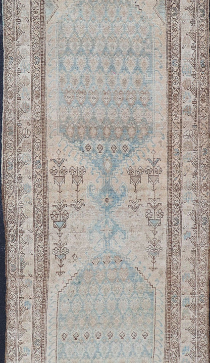 Antique Hand - Knotted Persian Malayer with Large Sub - Geometric Medallion Design This antique hand - knotted Persian Malayer runner features a large sub - geometric double medallion design, enclosed within a complementary multi - tiered border. The rug... - Keivan Woven ArtsEMB - 8542 - 178696 - 13796Rug
