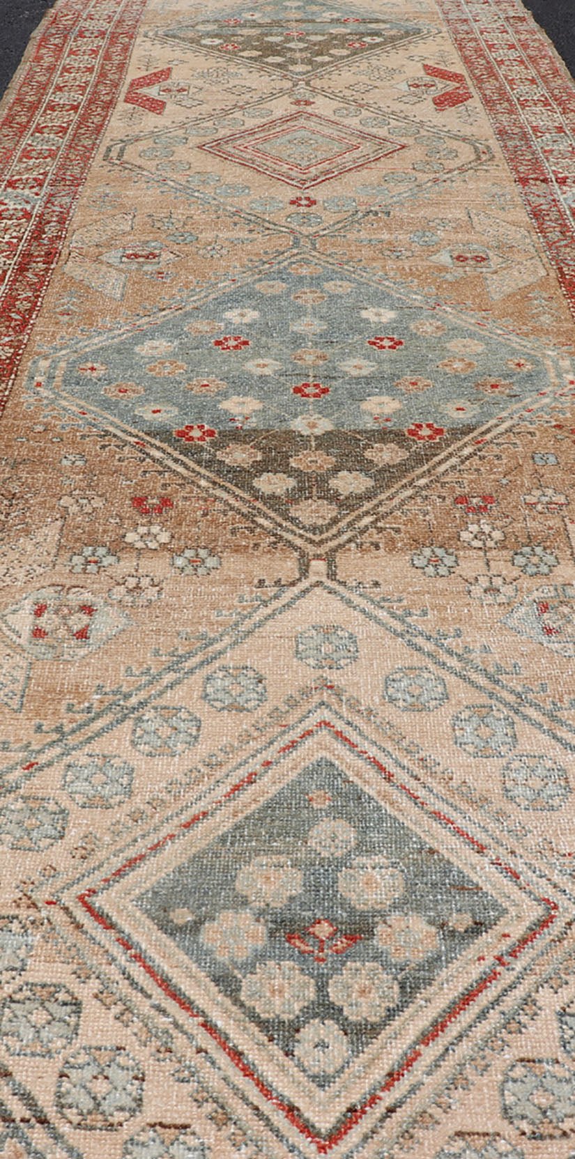 Antique Persian Serab Runner with Geometric Medallion Design in Red and Tan Serab antique runner from Persia with geometric medallions and ornate multi - tiered border, rug EMB - 8544 - 178962, country of origin / type: Iran / Serab, circa 1910. ... - Keivan Woven ArtsEMB - 8544 - 178962 - 13800Rug