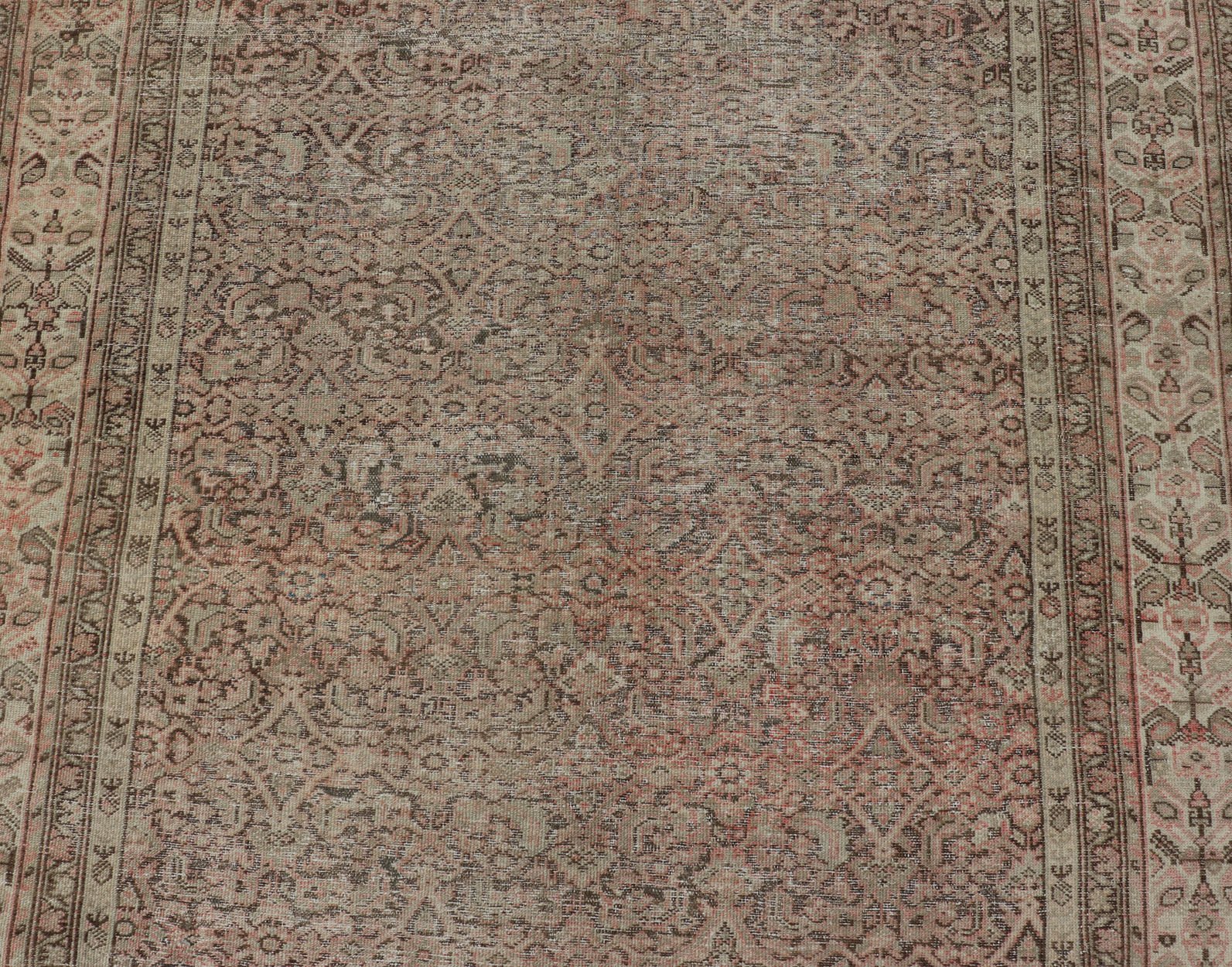 Antique Malayer Persian Rug with All Over Design within Multi - Tier Border This antique Malayer rug features a modest, multi - tiered border and delicate field, busy with an all - over symmetrical design. This piece sets a quiet coffee backgroun... - Keivan Woven ArtsEMB - 8549 - 178960 - 13824Rug