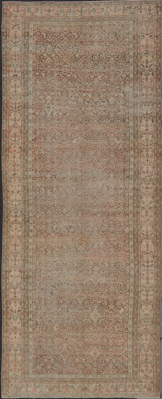 Antique Malayer Persian Rug with All Over Design within Multi - Tier Border This antique Malayer rug features a modest, multi - tiered border and delicate field, busy with an all - over symmetrical design. This piece sets a quiet coffee backgroun... - Keivan Woven ArtsEMB - 8549 - 178960 - 13824