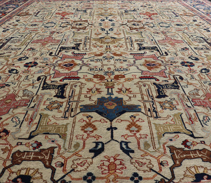Antique Persian Tabriz Rug in Wool with All - Over Sub - Geometric Herati Design This antique Persian Tabriz rug features an all - over, sub - geometric unique design design rendered in multicolor, set upon an ivory background. A complementary, multi - ti... - Keivan Woven ArtsEMB - 9500 - P13583 - 14590Rug