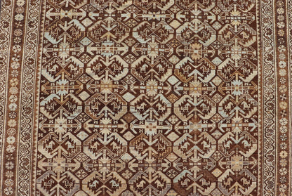 Kurdish Antique Gallery Runner with All - Over Tribal Design in Browns and Blue Antique Kurdish Gallery runner with all - over tribal geometric motifs. Keivan Woven Arts / rug EMB - 9501 - P13063, country of origin / type: Iran / Kurdish, circa 1920.... - Keivan Woven ArtsEMB - 9501 - P13063 - 14542Rug
