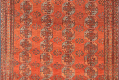 Large Turkomen Rug with All - Over Gul Bokhara Design. Hand - Knotted 1930's Turkomen Rug with Repeating Gul Design. Keivan Woven Arts; rug EMB - 9503 - P13580, country of origin / type: Turkestan / Ersari/Turkoman, circa 1930s. Measures: 11'1 x 13' 10 ... - Keivan Woven ArtsEMB - 9503 - P13580 - 14596Rug