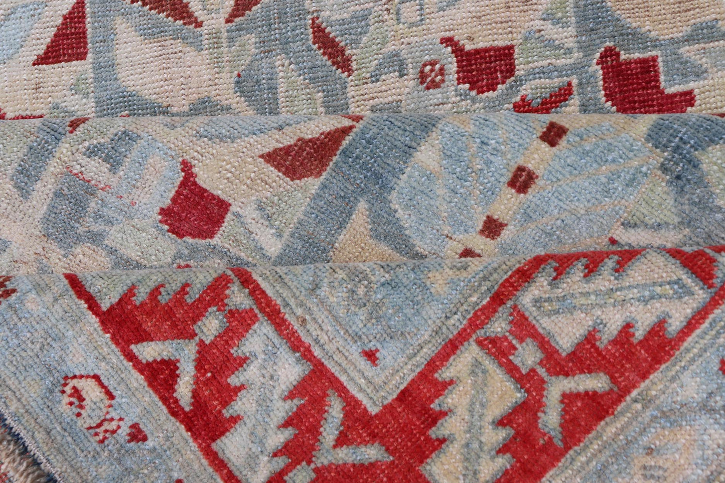Antique Persian Hamedan Runner with Geometric in Light Blue & Raspberry Red. Distressed Persian Runner Antique distressed runner. antique Persian Hamadan runner with all over sub - geometric design. Intricately designed antique Hamadan runner in l... - Keivan Woven ArtsEMB - 9504 - P13036 - 14602Rug