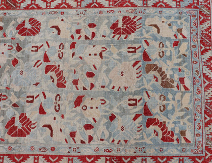 Antique Persian Hamedan Runner with Geometric in Light Blue & Raspberry Red. Distressed Persian Runner Antique distressed runner. antique Persian Hamadan runner with all over sub - geometric design. Intricately designed antique Hamadan runner in l... - Keivan Woven ArtsEMB - 9504 - P13036 - 14602Rug