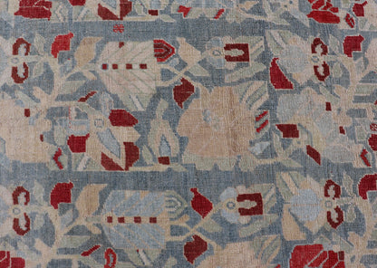 Antique Persian Hamedan Runner with Geometric in Light Blue & Raspberry Red. Distressed Persian Runner Antique distressed runner. antique Persian Hamadan runner with all over sub - geometric design. Intricately designed antique Hamadan runner in l... - Keivan Woven ArtsEMB - 9504 - P13036 - 14602Rug