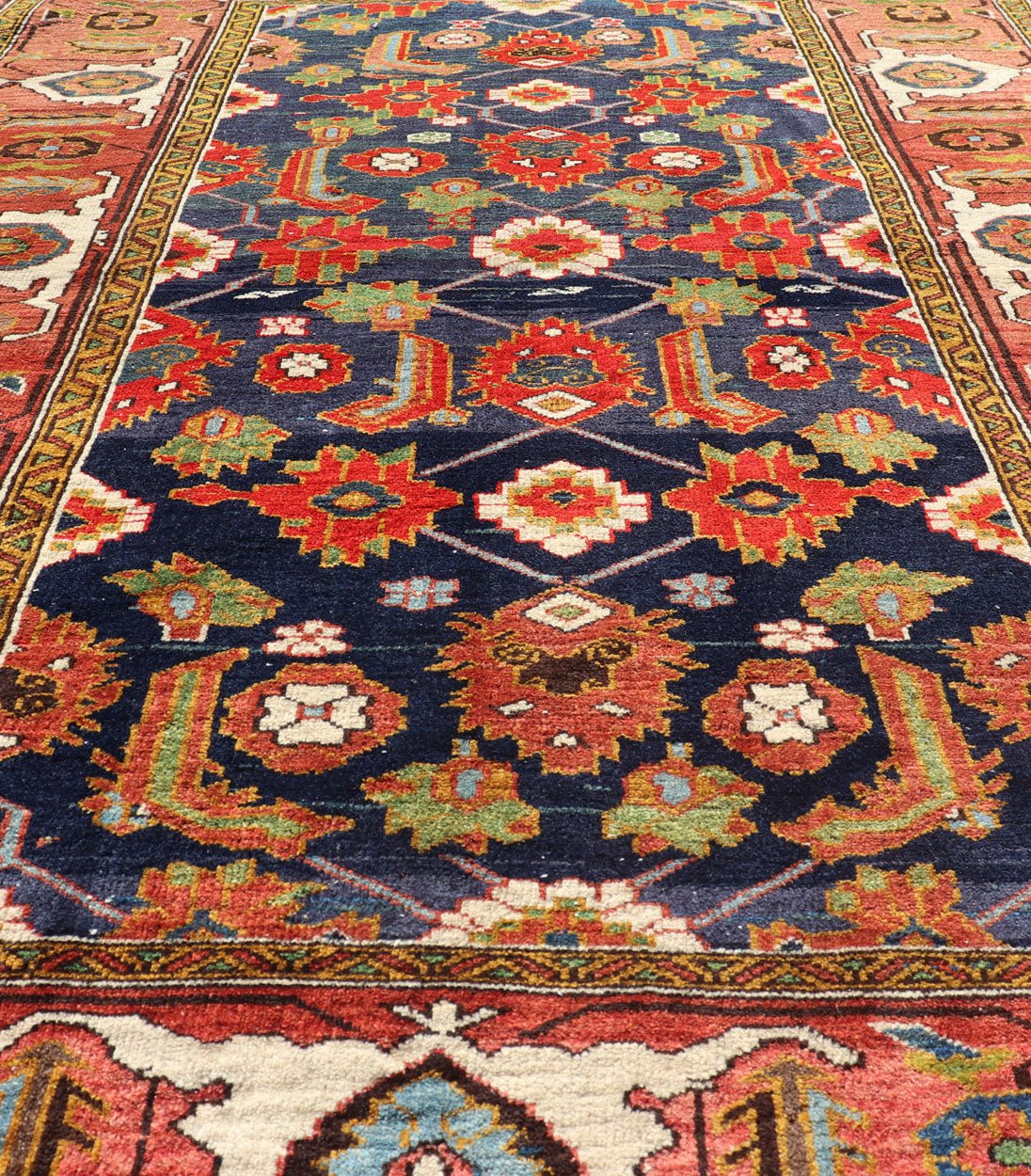 Antique Caucasian Rug with All - Over Design in Royal Blue Field, Soft Red & Green. Keivan Woven Arts/ rug/ EMB - 9510 - P13527, Caucasian Rug, Early 20th century Caucasian Measures: 3'11 x 5'8 With brilliant and well kept original colors, this fine C... - Keivan Woven ArtsEMB - 9510 - P13527 - 14626Rug