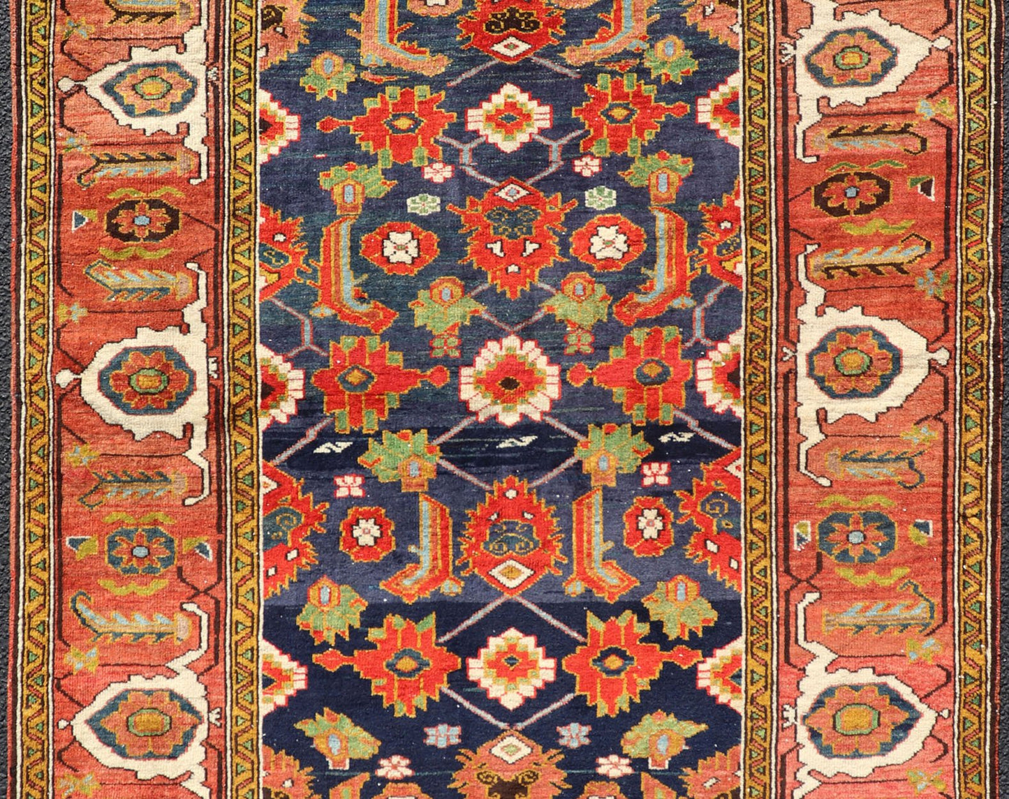 Antique Caucasian Rug with All - Over Design in Royal Blue Field, Soft Red & Green. Keivan Woven Arts/ rug/ EMB - 9510 - P13527, Caucasian Rug, Early 20th century Caucasian Measures: 3'11 x 5'8 With brilliant and well kept original colors, this fine C... - Keivan Woven ArtsEMB - 9510 - P13527 - 14626Rug