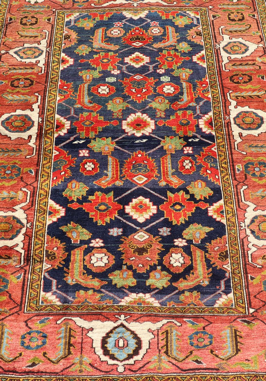 Antique Caucasian Rug with All - Over Design in Royal Blue Field, Soft Red & Green. Keivan Woven Arts/ rug/ EMB - 9510 - P13527, Caucasian Rug, Early 20th century Caucasian Measures: 3'11 x 5'8 With brilliant and well kept original colors, this fine C... - Keivan Woven ArtsEMB - 9510 - P13527 - 14626Rug