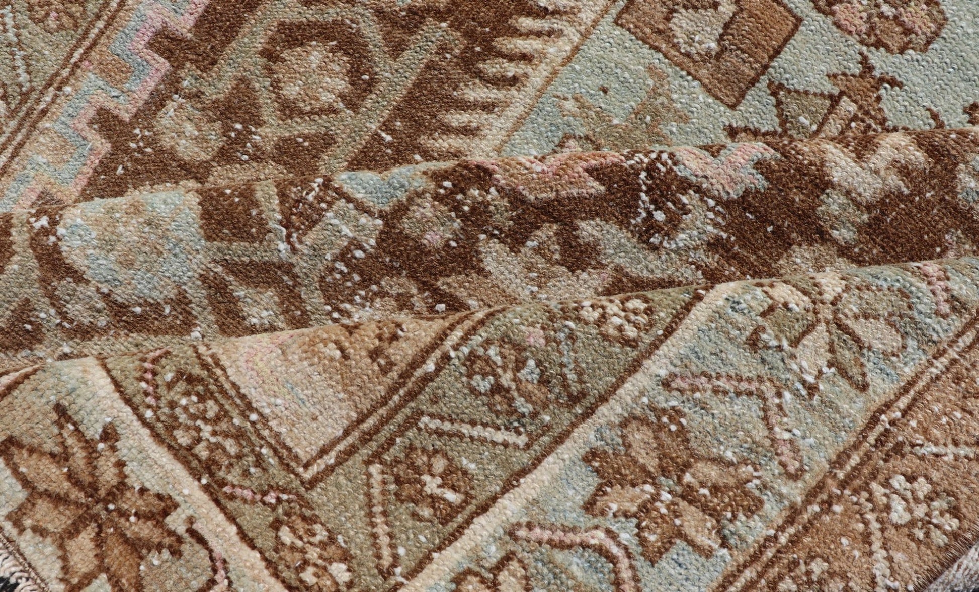 Earthy Tone Antique Persian Hamadan Rug with Medallion Design in Brown and Blue All - over Persian Earth toned vintage malayer rug Floral medallion design malayer vintage rug in brown and light grayish - blue color tones, Keivan Woven Arts / rug ... - Keivan Woven ArtsEMB - 9512 - P13086 - 14632Rug