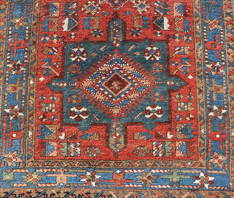 Antique Hand Knotted Persian Heriz Runner with All - Over Sub - Geometric Design Antique Heriz Runner with all - over medallion design with geometric motifs, Keivan Woven Arts / rug EMB - 9520 - P13053, country of origin / type: Persian / Heriz, circa Ear... - Keivan Woven ArtsEMB - 9520 - P13053 - 14656Rug