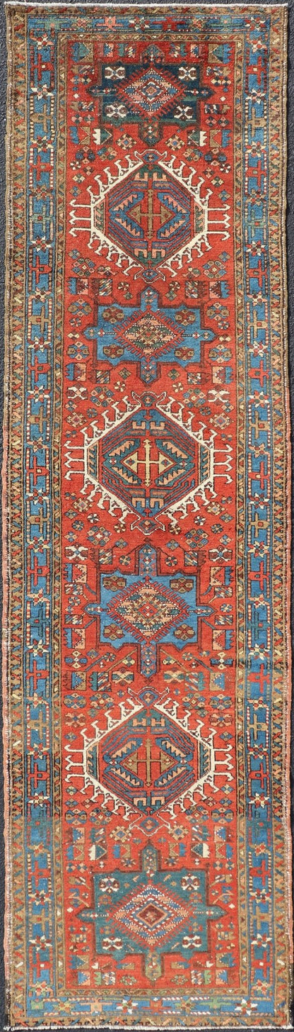 Antique Hand Knotted Persian Heriz Runner with All - Over Sub - Geometric Design Antique Heriz Runner with all - over medallion design with geometric motifs, Keivan Woven Arts / rug EMB - 9520 - P13053, country of origin / type: Persian / Heriz, circa Ear... - Keivan Woven ArtsEMB - 9520 - P13053 - 14656Rug
