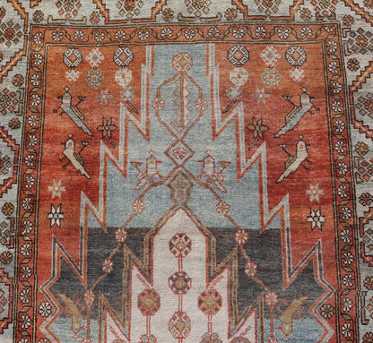 Antique Geometric Persian Malayer Gallery Runner in Gray, Blue, Light Tera - cotta and Cream Wide Gallery runner, antique Persian Malayer, Keivan Woven Arts / rug EMB - 9522 - P13066, country of origin / type: Iran / Malayer, circa 1920. Wide runner, ... - Keivan Woven ArtsEMB - 9522 - P13066 - 14662Rug