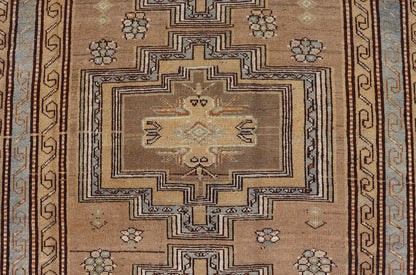 Antique Persian Kurdish Rug in Wool with Tri - Medallion Design in Brown and Blue This antique Persian Tabriz rug has been hand - knotted in wool and features a large tri - medallion design rendered in blue - gray and earthy tones. A complementary, mul... - Keivan Woven ArtsEMB - 9529 - P13069 - 14692Rug
